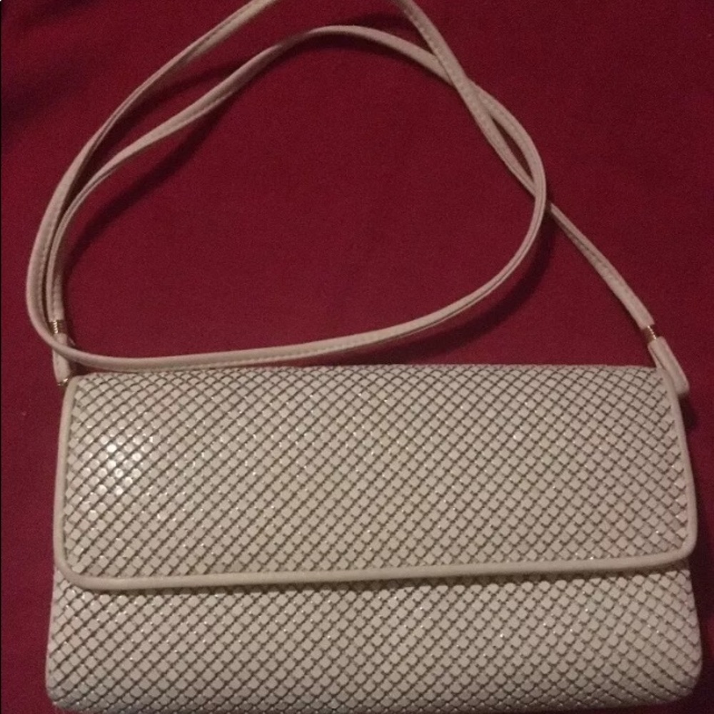 Whiting and Davis white evening purse glomesh